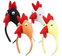 UKCOCO 4 Pcs Chicken Headband Animal Headband, Plush Chicken Crown & Hat for Kids Costume Adults, Rooster Farm Fancy Dress Accessories for Easter World Book Day Hen Party
