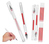 UKCOCO 4 Pcs Eyebrow Mapping Pens with Refills Red Multi Functional Brow Positioning Pencils for Precise Microblading Tattoo Face Aesthetics and Skin Marking