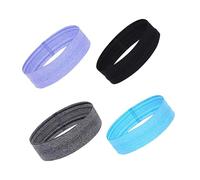 UKCOCO 4 Pcs Sports Headband Elastic Slip Silicone Stripe Design for Yoga Running Fitness Gym Portable Sweat Absorbent Headdress Black Blue Light Purple