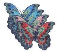 UKCOCO 4 Pieces Iron-on Butterfly Embroidered Appliques, Double-Layer 3D Floral Sewing Patches for Clothes, Shoes, Vintage Decorative Fabric Patches Set in Pink, Red, Green, Blue