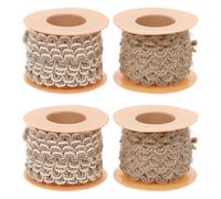 UKCOCO 4 Rolls Jute Braided Decorative Trim Ribbon for DIY Crafts Sewing Garment Accessory, 5m Per Roll, Natural and Two-Tone Colors, Suitable for Handmade Edging and Box Decoration