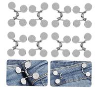 UKCOCO 4 Sets Thin Waist Replacement Button Jeans Buckles Clip No Sew Instant Waist Reducer Adjustable Small Silver for Pants