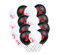 UKCOCO 40pcs Halloween Handprints Latex Balloons Blood Handprint Design for Horror Party Decorations Haunted House Photo Props White Black