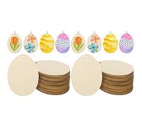 UKCOCO 40Pcs Wooden Easter Egg Decorations with Strings - Unfinished Hanging Wooden Eggs for Diy Crafts Painting and Easter Home Decor