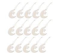UKCOCO 40Pcs Wooden Moon Star Shape Ornaments Hollow Cutouts Blank Natural Wood Slices with Twine for Crafting and Hanging Decorations