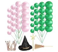 UKCOCO 44-Piece Wicked Cake Decorations Kit - EVA Foam Witch Hat, Crown, Broom & Star Wand Toppers for Halloween & Birthday Parties