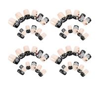 UKCOCO 48pcs Full Cover Fingernail Tips with Natural Look for Christmas Dressing, Black Snowflake Design Plastic Press on Nails, Easy to Apply and Sturdy Abs Material