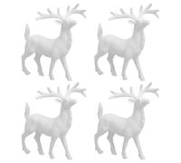 UKCOCO 4pcs 14cm Christmas Reindeer Figurines: White Deer Ornaments, Miniature Reindeer Decorations, Xmas Decorative Accessory for Home, Office, Kids