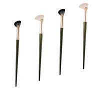 UKCOCO 4pcs Angled Nose Contour Brushes Makeup Tool Set Black and White Mixed Hair, Half Fan Shape for Nose Highlighting and Facial Contouring, Professional Face Blending Brushes