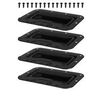 UKCOCO 4pcs Black Recessed Spring Loaded Metal Chest Handles with Screws for Flight Case Toolbox Lifting Pulls Industrial Hardware Replacement