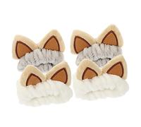 UKCOCO 4Pcs Cat Ear Plush Makeup Wristbands Soft Microfiber Skincare Bands Water Absorbent Comfortable Elastic Wash Face Wristbands for Women