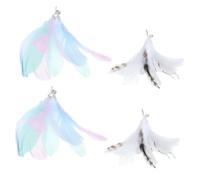 UKCOCO 4pcs Cat Teaser Replacement Plumes Refill for Interactive Play Compatible Various Cat Wands for Engaging and Stress-relieving