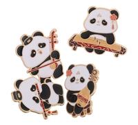 UKCOCO 4pcs Chinese Style Panda Brooch Pin Set with Traditional Musical Instruments Metal Enamel Pins for Clothing, Hats, Backpacks, and Sweaters, Cartoon Shawl Collar Decoration