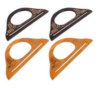 UKCOCO 4pcs Crochet Purse Making Supplies D-Shaped Wooden Bag Handles Replacement Grip for Handmade Creations Retro Style Sturdy Comfort