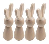 UKCOCO 4pcs DIY Wooden Peg Bunny Dolls Unpainted Mini Rabbit Ornaments for Manual Painting Crafts, Blank Wood Peg Dolls Suitable for Creative Graffiti and Home Decoration