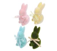UKCOCO 4pcs Easter Bunny Miniature Moss Rabbit Figurines for Home and Garden Decoration