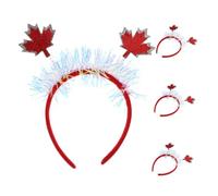 UKCOCO 4pcs Glitter Autumn Maple Leaf Headbands Iridescent Tinsel Hair Accessories for Thanksgiving and Canada Day Celebrations Festive Party Decoration Vibrant Colors for Women