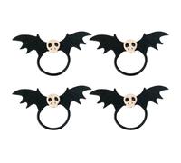 UKCOCO 4pcs Gothic Skull Hair Scrunchies for Black Bat Elastic Hair Ties for Ponytail and Random Color