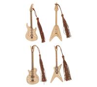 UKCOCO 4pcs Guitar Shaped Bookmarks Lightweight Compact Synthetic Material with Tassels Creative Stylish Book Marks for Readers and Students