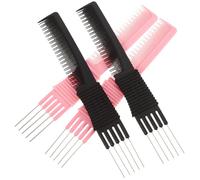 UKCOCO 4pcs Hair Comb Set for Styling and Parting Carbon Fiber Anti-static Steel Pin Teasing Brushes for Fine Hair Curl and Volume for Women and Men Professional Barber Supplies