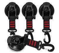 UKCOCO 4pcs Heavy Duty Rotating Suction Cup Hooks with Red Anchor Straps, Strong Utility Hooks for Car Awning, Shower, Camping and Home Storage Organization
