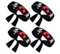 UKCOCO 4pcs Japanese Samurai Headbands for Men and Women, Breathable Polyester Chef and Karate Headwear, Machine Washable Traditional Hachimaki for Japanese Costumes and Cooking