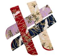 UKCOCO 4pcs Japanese Style Folding Fan Storage Bags Set Silk Cloth Handheld Fan Pouches with Crane Pattern Navy Blue Beige Purple Dark Red and Travel Accessories