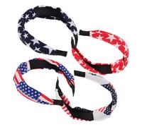UKCOCO 4pcs Knotted Headbands for Women, Wide Fabric Hairbands with Star Pattern, Holiday Hair Hoops Set in Blue White Red and Navy, Stylish Hair Accessories for Everyday and Festive