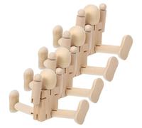 UKCOCO 4pcs Large 13cm Wooden Robot Peg Dolls with Movable Joints - Unfinished Paintable Robot Figurines for DIY Painting Crafts and Kindergarten Art Projects