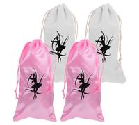 UKCOCO 4pcs Lightweight Drawstring Ballet Shoe Bags for Ballet Learners Satin and Canvas Material Dance Shoe Storage Pouch Easy to Clean Organizer for Storage