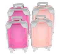 UKCOCO 4pcs Mini Makeup Suitcase Compact Portable Organizer Case for Eyelashes and Makeup Brushes Lightweight and Durable Travel Storage for Women Elegant Design Pink and Rose Red