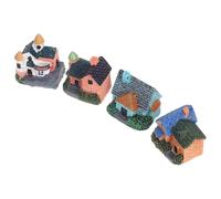 UKCOCO 4pcs Miniature Cottage House Resin Figurines for Fairy Garden Decoration, Small European Country Village Model Houses, DIY Succulent Plant Ornaments for Bonsai and Miniature Town