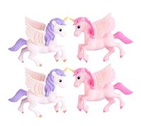 UKCOCO 4pcs Miniature Unicorn Figurines Set, Pink and Purple Winged Moss Micro Landscape Decor, Creative Garden Ornament for Fairy Garden and Desktop Display