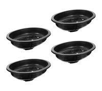UKCOCO 4pcs Oval Black Pp Flower Pots Minimalist Style with Drainage Holes Large Plant Holders for Balcony Home Furnishings