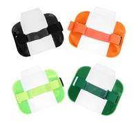 UKCOCO 4pcs Plastic Arm Badge Holders Set with Protective Covers, Flexible Security Armband for Id Cards, Suitable for Professionals and Office Use, Includes Green, Orange, Black,