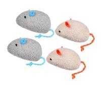 UKCOCO 4pcs Plush Cat Mouse with Catnip, Sturdy Chew-resistant Indoor Cat for Interactive Play, Includes 2 Dark Gray and 2 Beige Mice for Kitten Entertainment