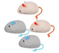 UKCOCO 4pcs Plush Mouse for Cats, Sturdy Teething Chew Kitten, Indoor Interactive Cat Mouse with Catnip, 2 Dark Grey + 2 Beige Brown