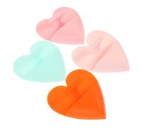 UKCOCO 4pcs Portable Heart Shaped Facial Cleansing Device Transparent Pink Soft Massage Brush for Deep Cleansing Blackhead Removal for Skin Care Routine