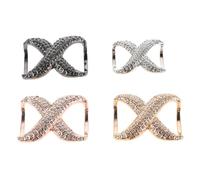 UKCOCO 4pcs Rhinestone Bow Scarf Buckle Clips, Multifunctional Scarf Holder Rings for Women, Decorative Bandana and Shawl Clips in Gold, Silver, Rose Gold, and Gun Black