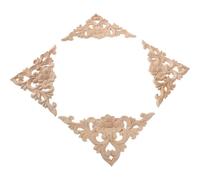 UKCOCO 4pcs Rubber Wood Carved Corner Onlay Appliques, Floral Hollow Decorative Furniture Ornaments 13.5x13.5cm, Unpainted Wood Craft for Cabinets, Sofas, Mantels, Home Décor