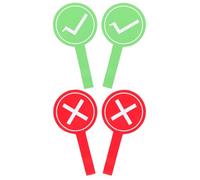 UKCOCO 4pcs School Voting Board Foam Handheld Answer Paddles with Red Cross and Green Check Mark, Reusable Game Vote Paddles for Classroom and Party Judging