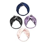 UKCOCO 4pcs Silk Twisted Headbands for Women Elastic Hair Bands for Face Washing Makeup Exercise Multi Use Hair Accessories Random Colors