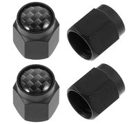 UKCOCO 4pcs Universal Copper Tire Valve Caps for Car Wheels, Black Stem Caps with Unique Style, Convenient to Use, for Car Tyres to Add Elegance and Dust Protection