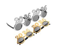UKCOCO 4pcs Years Eve Glasses Silver Gold Costume Eyewear Party Props for Adults Graduation Holiday Celebrations and Photo Booth Accessories