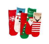 UKCOCO 5 Pair Kids Christmas Socks: Warm Cotton Xmas Crew Socks with Christmas Element Pattern - Unisex Novelty Colourful Stylish for Children Ages 9-12