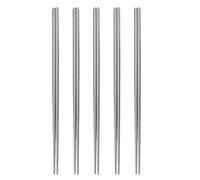 UKCOCO 5 Pair Long Stainless Steel Chopsticks, Metal Chopsticks for Cooking, 14.17 Inch Extra Long, Silver, Reusable, for Noodles and Sushi, Asian Cuisines, Kitchen,