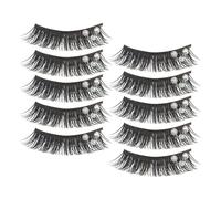 UKCOCO 5 Pairs Latin Dance Fake Eyelashes with Rhinestones, Dense Curl False Lashes with Stiff Stem, Black and Blue Mermaid Style, Extended Cat Eye Look for Stage Makeup