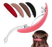 UKCOCO 5 Pcs Automatic Hair Barrettes for Women Vintage French Style Clips Pink Black Dark Mocha and Fashionable Hair Accessories for All Ages