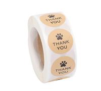 UKCOCO 500pcs Kraft Paper Sealing Tape Roll with Black Dog Paw Print, Adhesive Wrapping Tape for Packaging, Scrapbooking, Diary and Photo Album Decoration