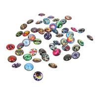 UKCOCO 50pcs 18mm Mixed Glass Snap Buttons for Jewelry Making, Creative Round Glass Buttons for Bracelets Necklaces Pendants, DIY Craft Charms Set for Beads and Accessories Random Style